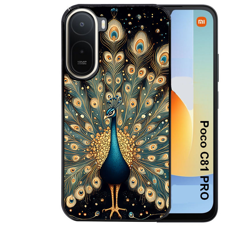 Coque pour POCO C81 PRO paon mandala