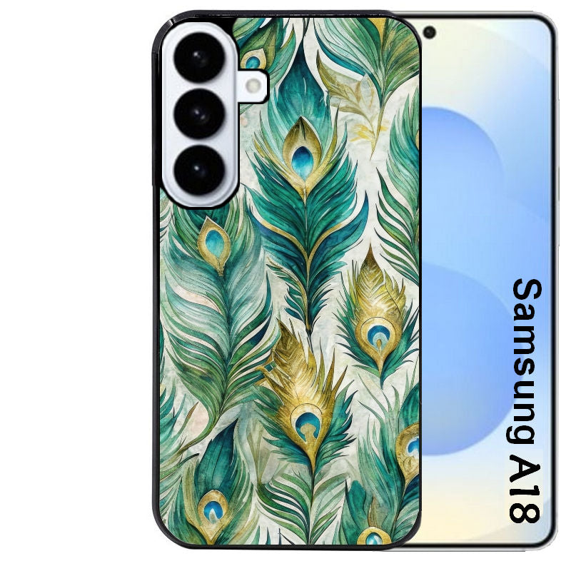 Coque pour Galaxy A08 A18 A28 A38 A58 paon plumes