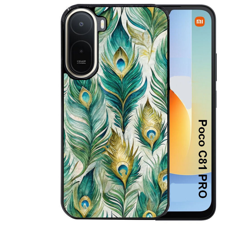 Coque pour POCO C81 PRO paon plumes