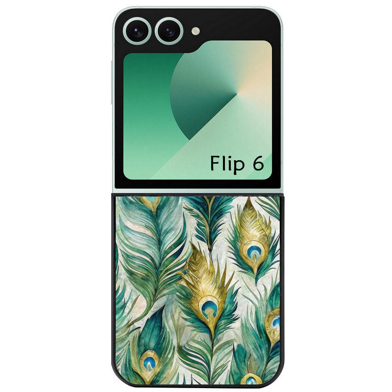 Coque pour Z FLIP 6 7 8 paon plumes