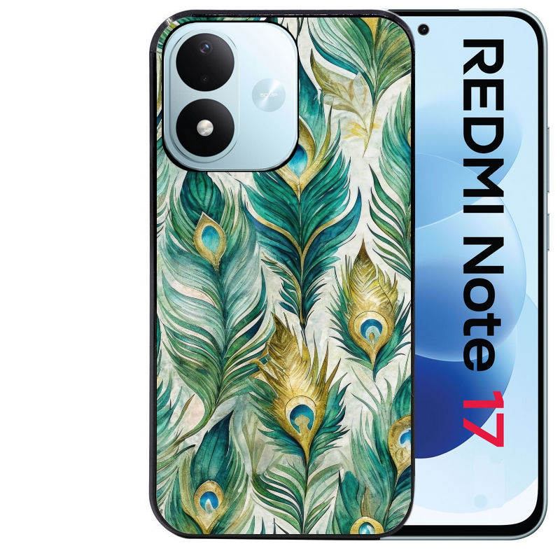 Coque pour Redmi Note 17 et PRO 4G 5G Max paon plumes