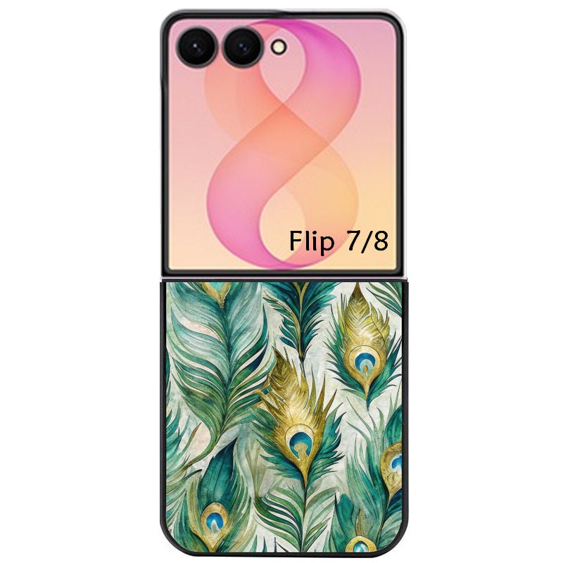 Coque pour Z FLIP 6 7 8 paon plumes