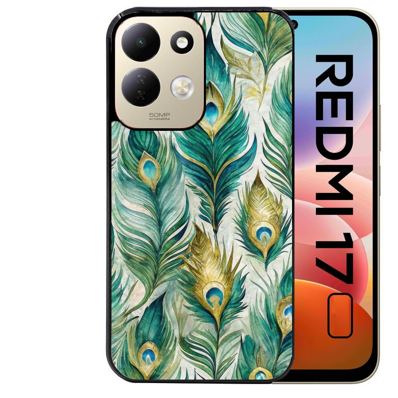 Coque pour Redmi 17 et 17C 4G 5G paon plumes