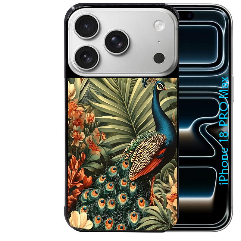 Coque pour Iphone 18 / PRO / PRO MAX / 18E paon tropical