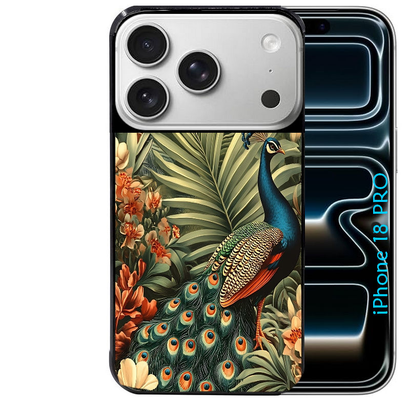 Coque pour Iphone 18 / PRO / PRO MAX / 18E paon tropical