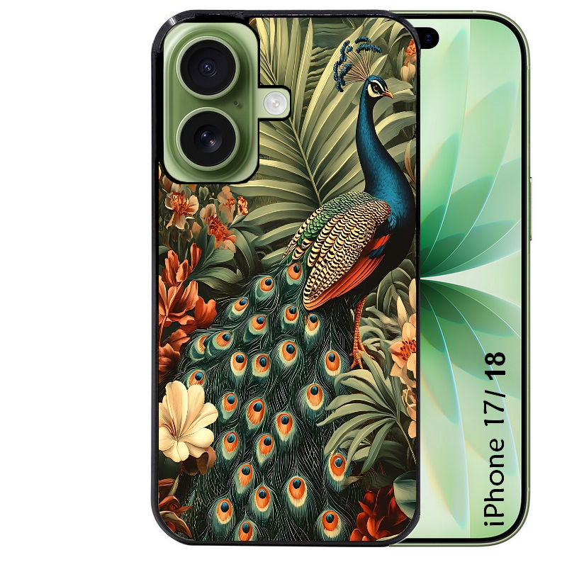 Coque pour Iphone 18 / PRO / PRO MAX / 18E paon tropical