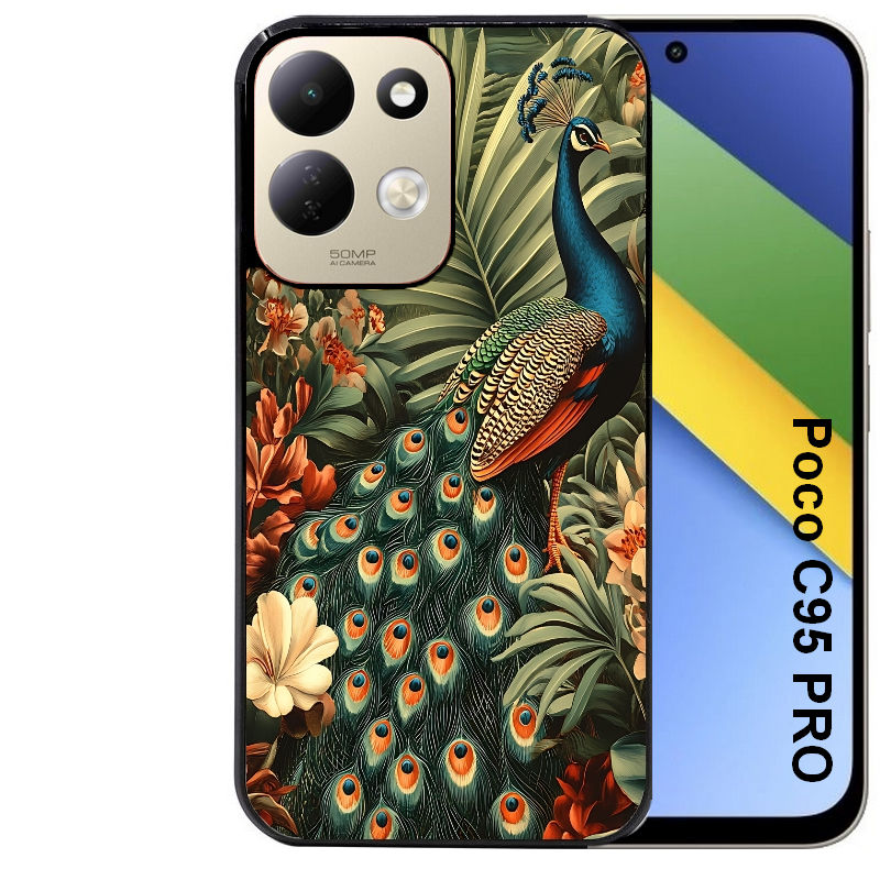 Coque pour POCO C95 PRO paon tropical