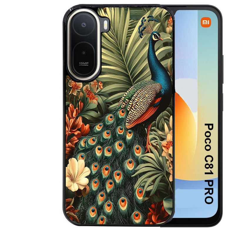Coque pour POCO C81 PRO paon tropical