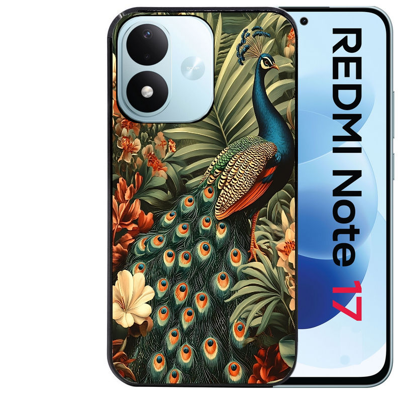 Coque pour Redmi Note 17 et PRO 4G 5G Max paon tropical