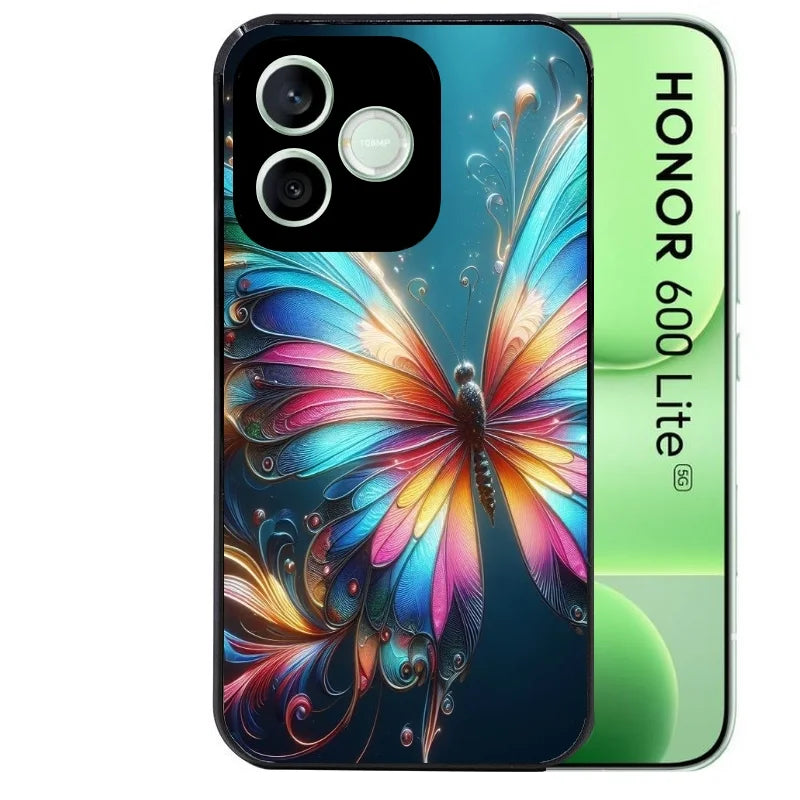 Coque noire pour Honor 600 LITE avec motif papillon arc protection antichoc personnalisée