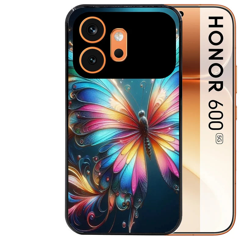 Coque noire taperso pour Honor 600 et 600 PRO avec motif papillon arc protection antichoc personnalisée