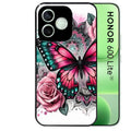 Coque noire pour Honor 600 LITE avec motif papillon rose protection antichoc personnalisée