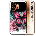 Coque noire taperso pour Honor 600 et 600 PRO avec motif papillon rose protection antichoc personnalisée
