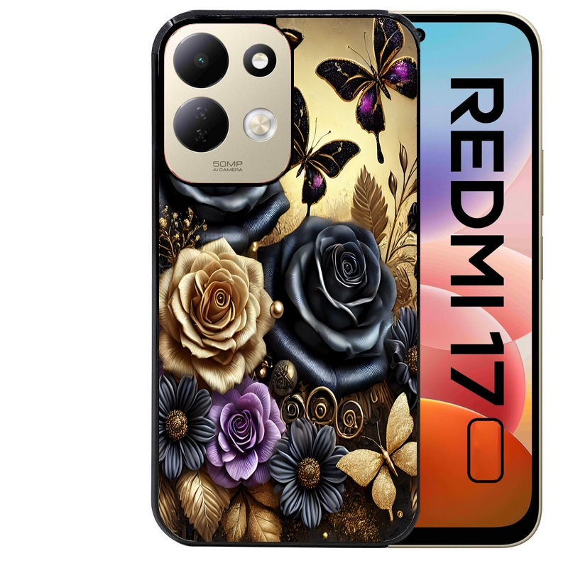 Coque pour Redmi 17 et 17C 4G 5G papillon gothic