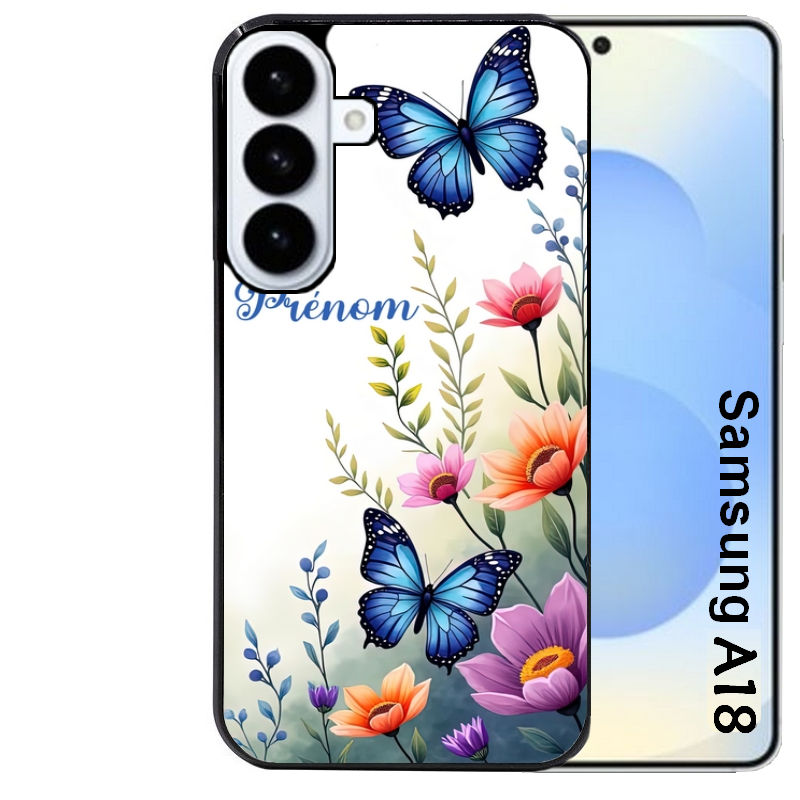 Coque pour Galaxy A08 A18 A28 A38 A58 papillon prenom