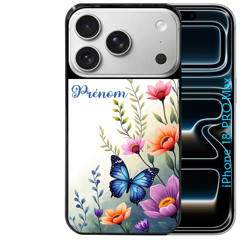 Coque pour Iphone 18 / PRO / PRO MAX / 18E papillon prenom