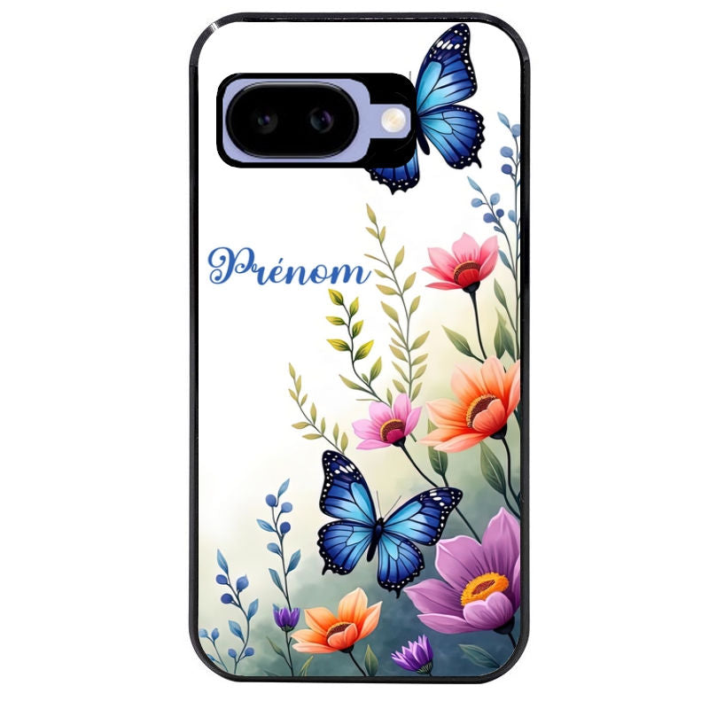 Coque pour Pixel 8A 9A 10A papillon prenom
