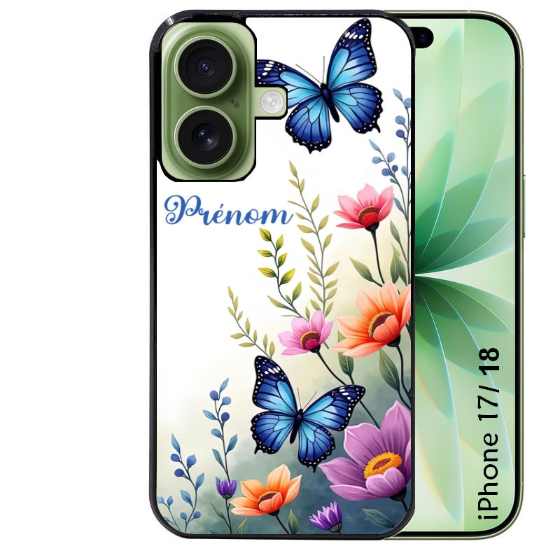 Coque pour Iphone 18 / PRO / PRO MAX / 18E papillon prenom