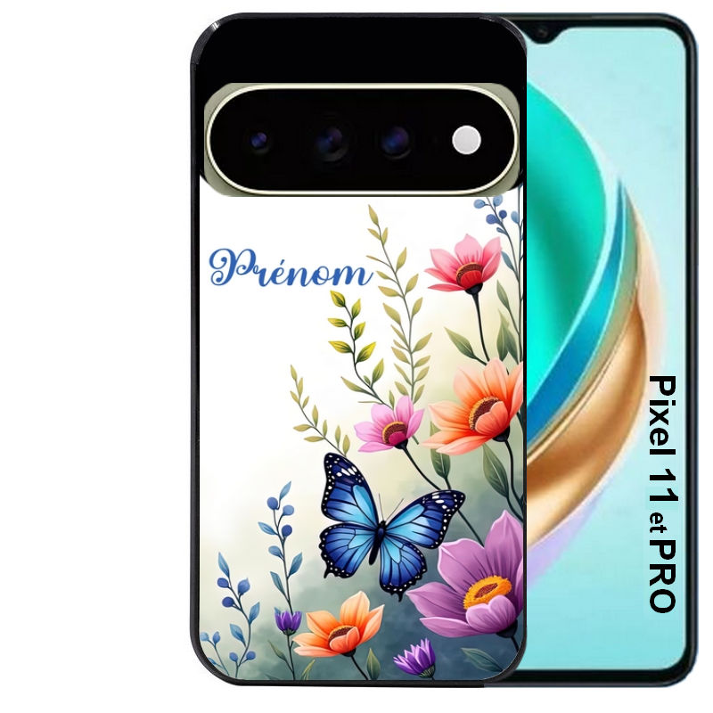 Coque pour Pixel 10 / 11 / PRO / XL papillon prenom