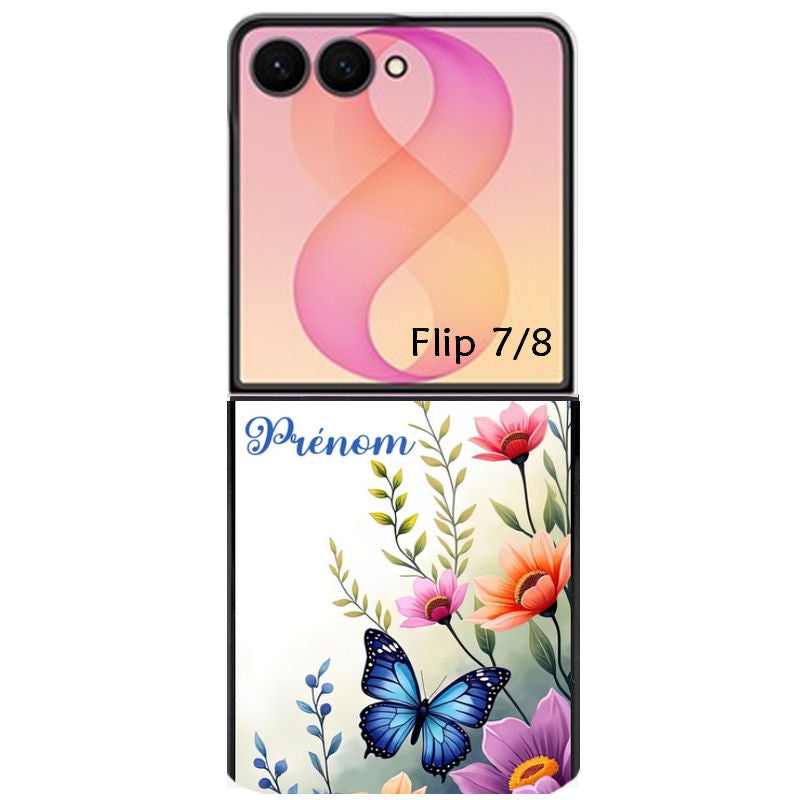 Coque pour Z FLIP 6 7 8 papillon prenom