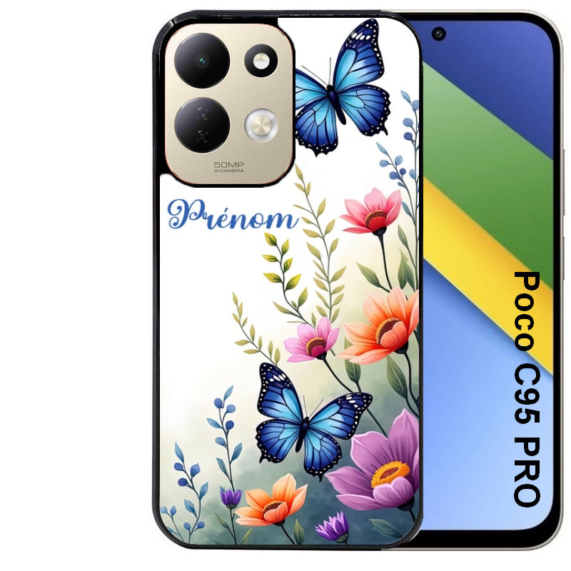 Coque pour POCO C95 PRO papillon prenom