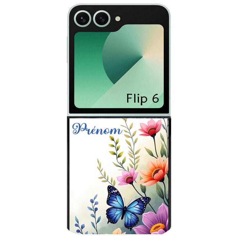 Coque pour Z FLIP 6 7 8 papillon prenom
