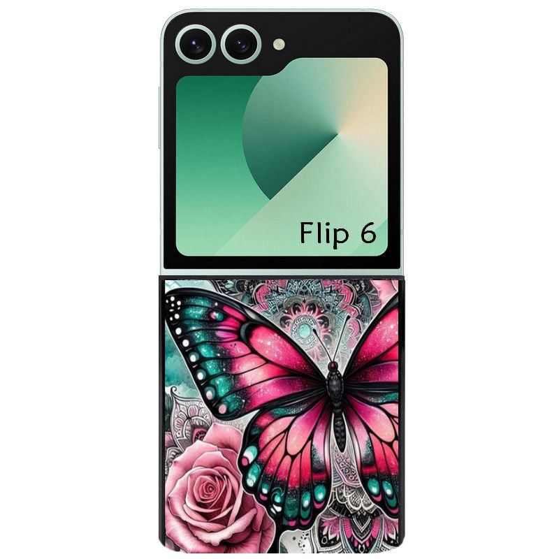 Coque pour Z FLIP 6 7 8 papillon rose