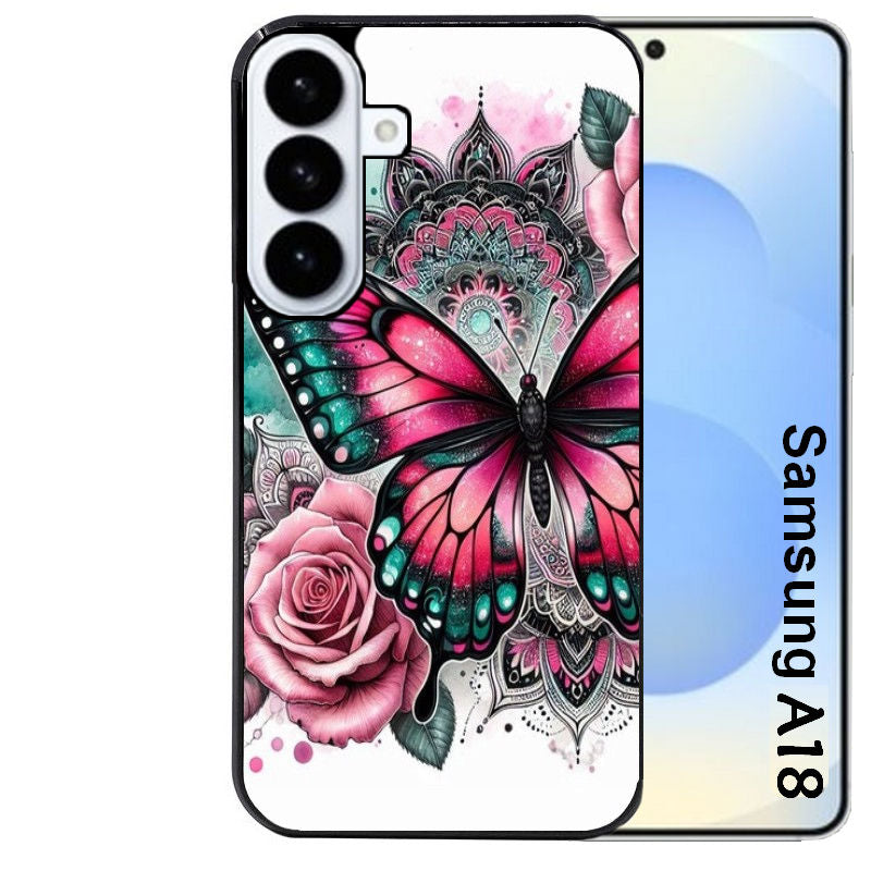 Coque pour Galaxy A08 A18 A28 A38 A58 papillon rose