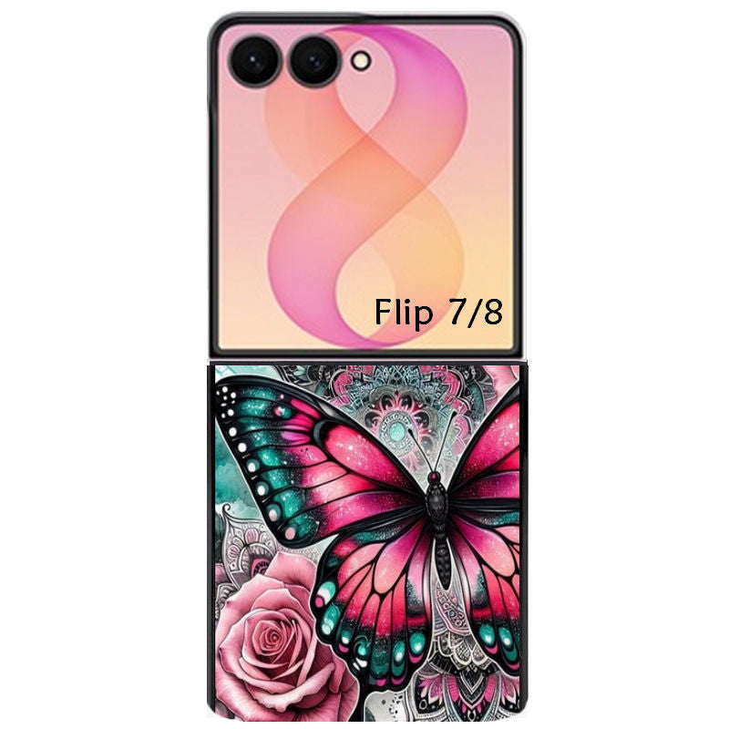 Coque pour Z FLIP 6 7 8 papillon rose