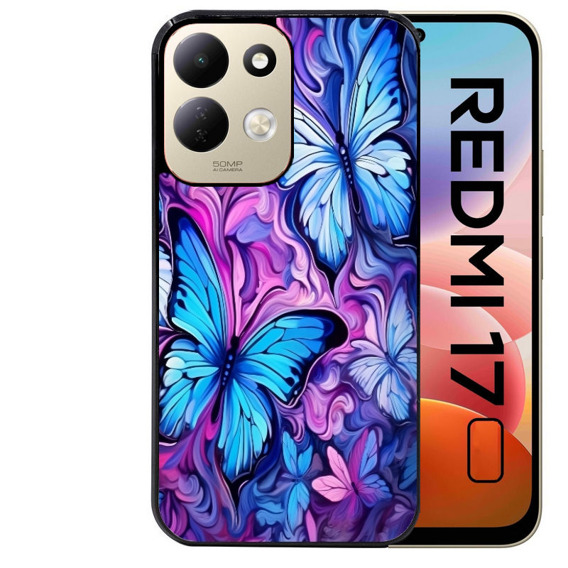 Coque pour Redmi 17 et 17C 4G 5G papillon violet UV