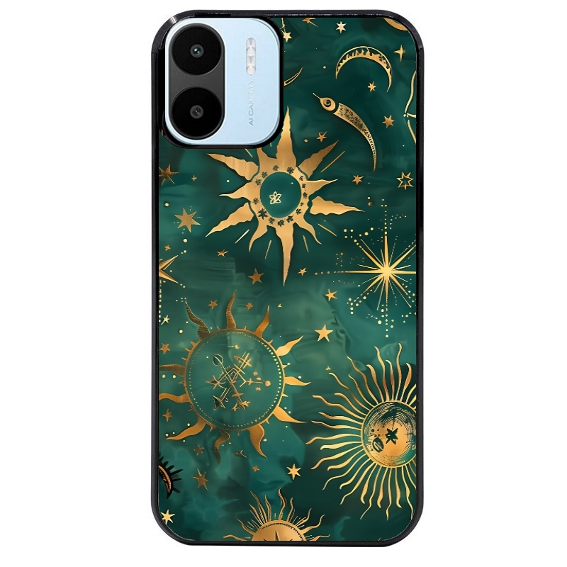 Coque noire taperso pour Redmi A1 et A2 avec motif lune et astro protection antichoc personnalisée