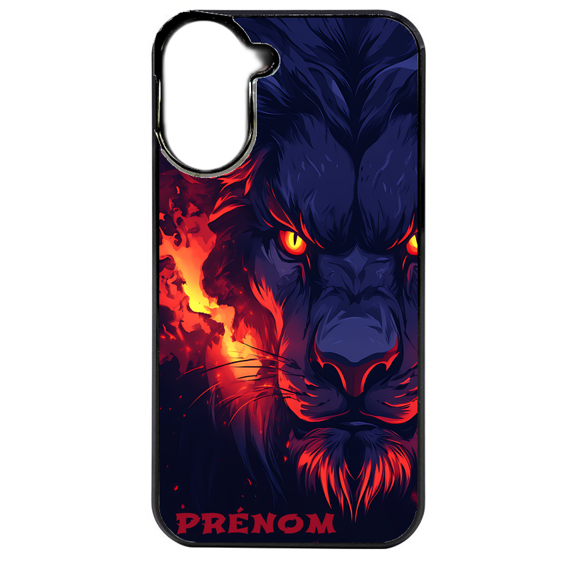 Coque noire taperso pour POCO C71 4G avec motif lion anime protection antichoc personnalisée