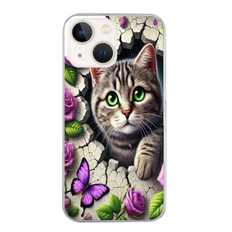 Coque taperso pour Iphone 13 et PRO MINI PRO MAX avec motif chat papillon 3 protection antichoc personnalisée