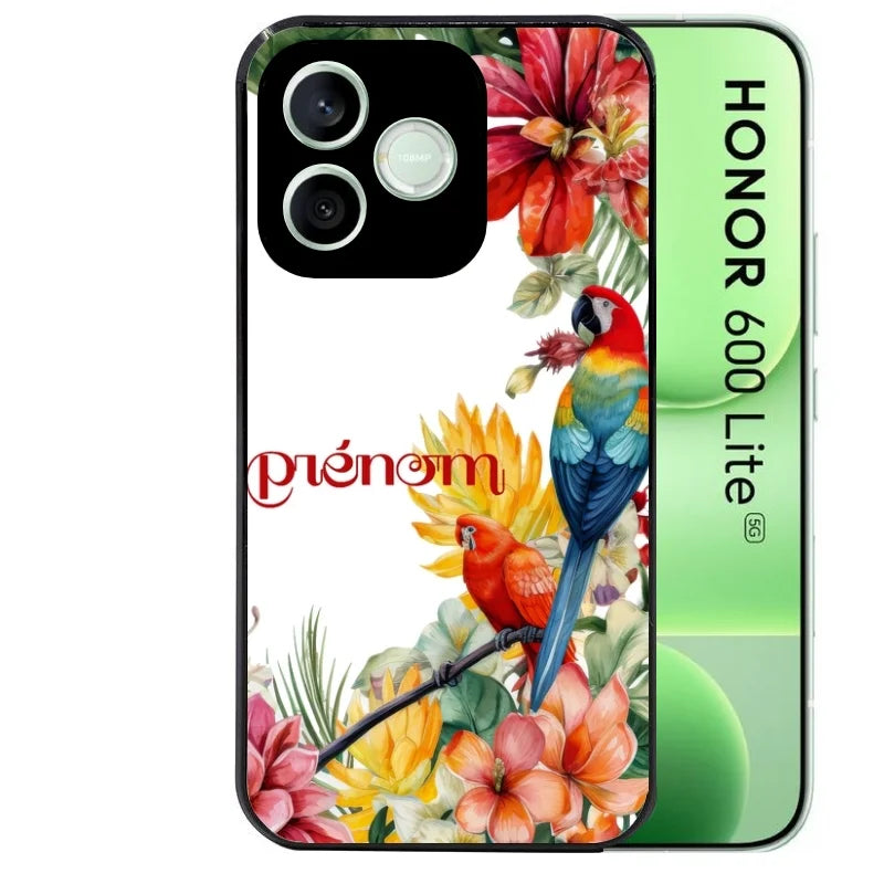 Coque noire pour Honor 600 LITE avec motif perroquet personnaliséee protection antichoc personnalisée