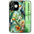 Coque noire pour Honor 600 LITE avec motif perroquet et fleurs protection antichoc personnalisée