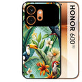 Coque noire taperso pour Honor 600 et 600 PRO avec motif perroquet tropical protection antichoc personnalisée