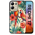 Coque pour Redmi 17 et 17C 4G 5G perroquet et fleurs