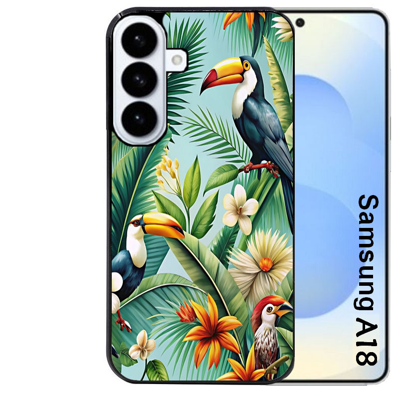 Coque pour Galaxy A08 A18 A28 A38 A58 perroquet toucan