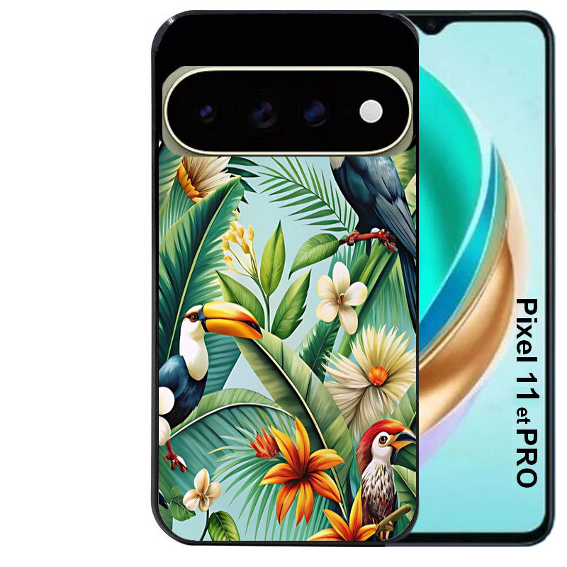Coque pour Pixel 10 / 11 / PRO / XL perroquet toucan
