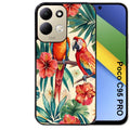Coque pour POCO C95 PRO perroquet et fleurs