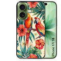 Coque pour Iphone 18 / PRO / PRO MAX / 18E perroquet et fleurs