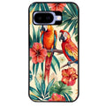 Coque pour Pixel 8A 9A 10A perroquet et fleurs