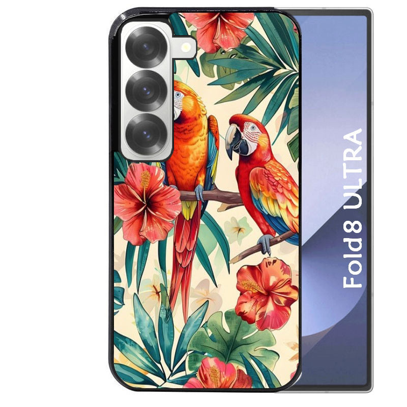 Coque pour Z Fold 8 / ULTRA perroquet et fleurs