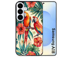 Coque pour Galaxy A08 A18 A28 A38 A58 perroquet et fleurs