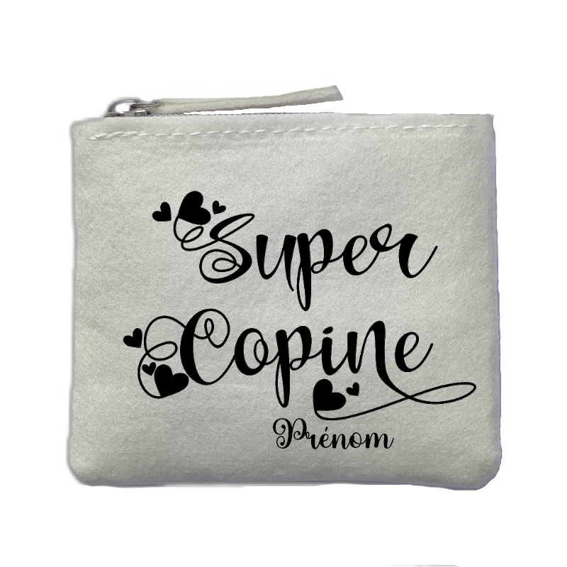 Chaussettes personnalisée paillettes crème motif super copine