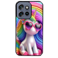 Coque noire taperso pour Moto Edge 60 et Neo Fusion Pro avec motif licorne pop art protection antichoc personnalisée