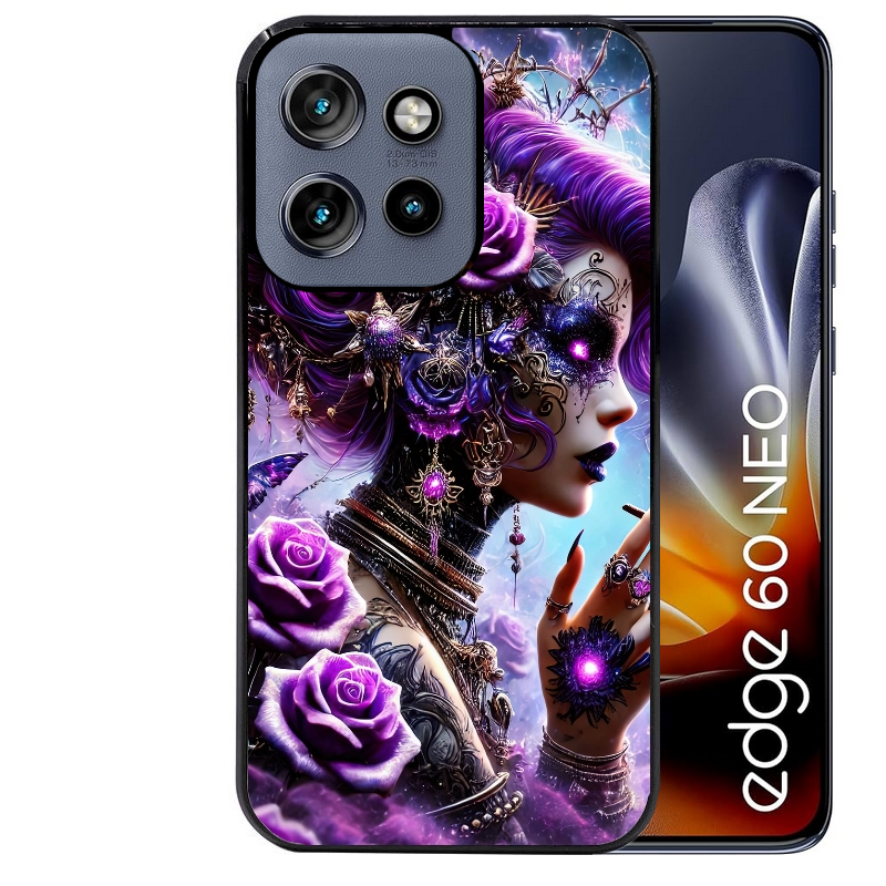 Coque noire taperso pour Moto Edge 60 et Neo Fusion Pro avec motif fee style steampunk protection antichoc personnalisée