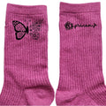 Chaussettes personnalisée paillettes rose motif papillon et fleur