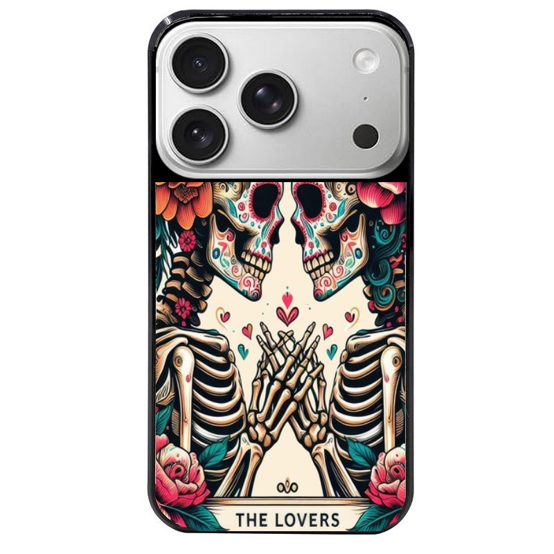 Coque noire taperso pour Iphone 17 17E AIR MAX PRO avec motif tete de mort lovers protection antichoc personnalisée