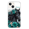 Coque taperso pour Iphone 12 et PRO MINI PRO MAX avec motif cheval et fleurs personnalisee protection antichoc personnalisée